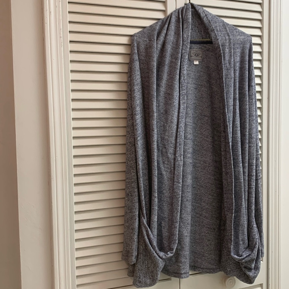 Ugg gray open long line draped cardigan sweater M